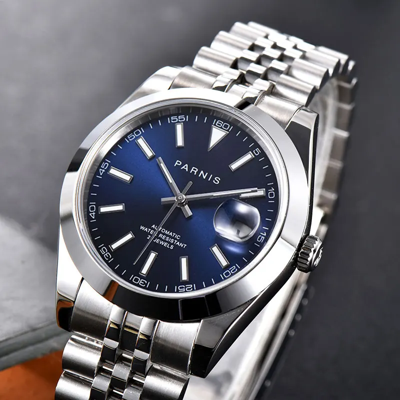 PARNIS Blue Fashional Self Winding Wristwatch Men Jubilee Bracelet Date Window Polished Case MIYOTA/MINGZHU Movement
PARNIS Blue Fashional Self Winding Wristwatch Men Jubilee Bracelet Date Window Polished Case MIYOTA/MINGZHU Movement
