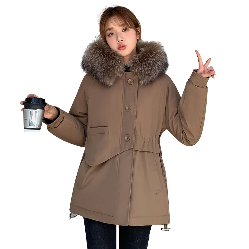 New 2021 Winter Parkas Women Large Fur Collar Hooded Jacket Thickness Cotton Padded Overcoat Snow Outwear
New 2021 Winter Parkas Women Large Fur Collar Hooded Jacket Thickness Cotton Padded Overcoat Snow Outwear