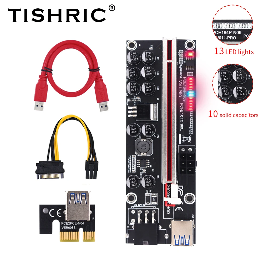 Переходник TISHRIC PCIE Riser 011 V011 Pro PCI-E PCI E экспресс-карта GPU 1X до X16 6pin адаптер кабель Майнинг Райзер для видеокарты супер тип
Переходник TISHRIC PCIE Riser 011 V011 Pro PCI-E PCI E экспресс-карта GPU 1X до X16 6pin адаптер кабель Майнинг Райзер для видеокарты супер тип
