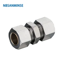 NBSANMISE 10Pcs/lot KU 4 6 8 10 12 mm Union assembly Ferrule Straight Brass Fitting Pneumatic Air Tube lockable fitting
