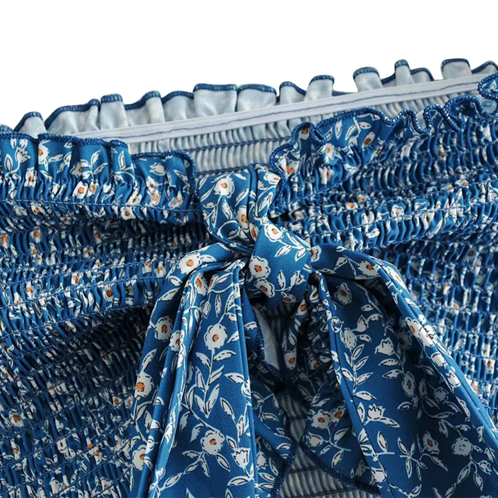 Women Summer 2pcs Floral Print Suits Off-The-Shoulder Ruffles Lace Up Crop Top Mini Lady Skirts With Back Hidden Zipper Blue
Women Summer 2pcs Floral Print Suits Off-The-Shoulder Ruffles Lace Up Crop Top Mini Lady Skirts With Back Hidden Zipper Blue