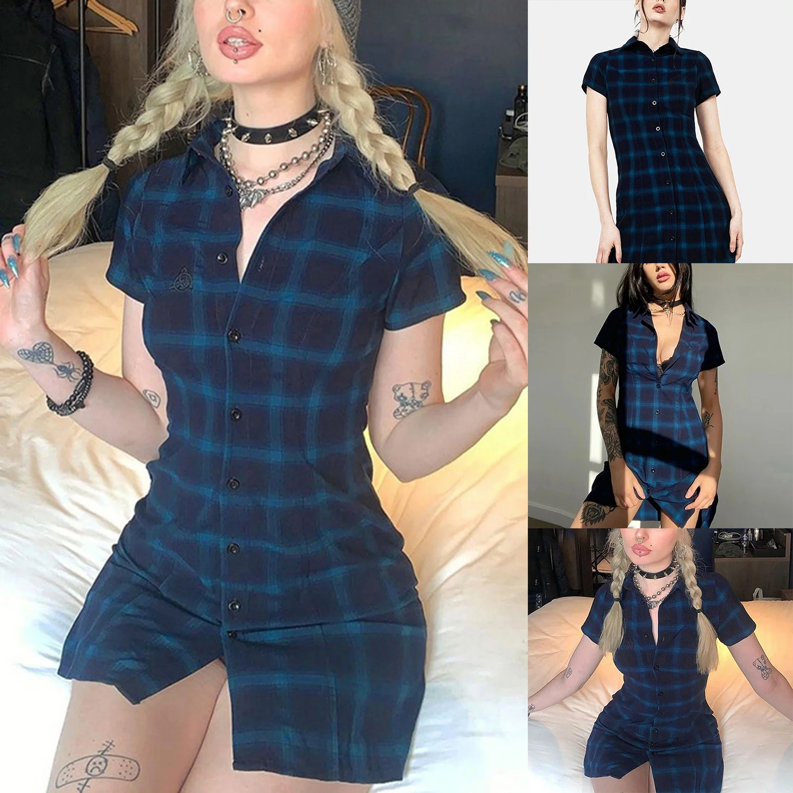 Women’s Casual Short Sleeve Dress Fashion Plaid Lapel Single-breasted Slim Fit Short Dress 2021 New Style High Quality
Women’s Casual Short Sleeve Dress Fashion Plaid Lapel Single-breasted Slim Fit Short Dress 2021 New Style High Quality