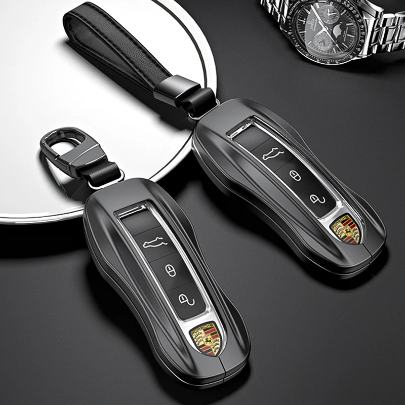 

Frosted metal key shell for PORSCHE Taycan/Panamera/Macan/Cayenne/911/718,Aluminum alloy with TPU full protection,Key chain/case