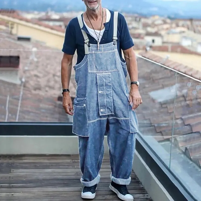 Men Jeans Jumpsuits Trendy Baggy Big Pocket Denim Overalls Men's Blue Gray Multi Pocket Loose Straight Full Length Jeans
Men Jeans Jumpsuits Trendy Baggy Big Pocket Denim Overalls Men's Blue Gray Multi Pocket Loose Straight Full Length Jeans