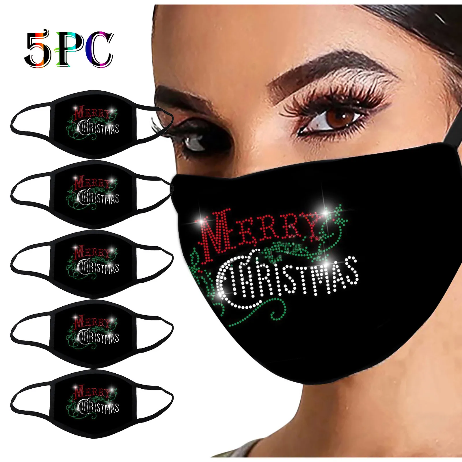 5PCS Merry Christmas Rhinestone Cotton Face Mask Adult Fashion Anti-Dust Windproof Earloop Mouth Masks mascarillas reutilizables
5PCS Merry Christmas Rhinestone Cotton Face Mask Adult Fashion Anti-Dust Windproof Earloop Mouth Masks mascarillas reutilizables