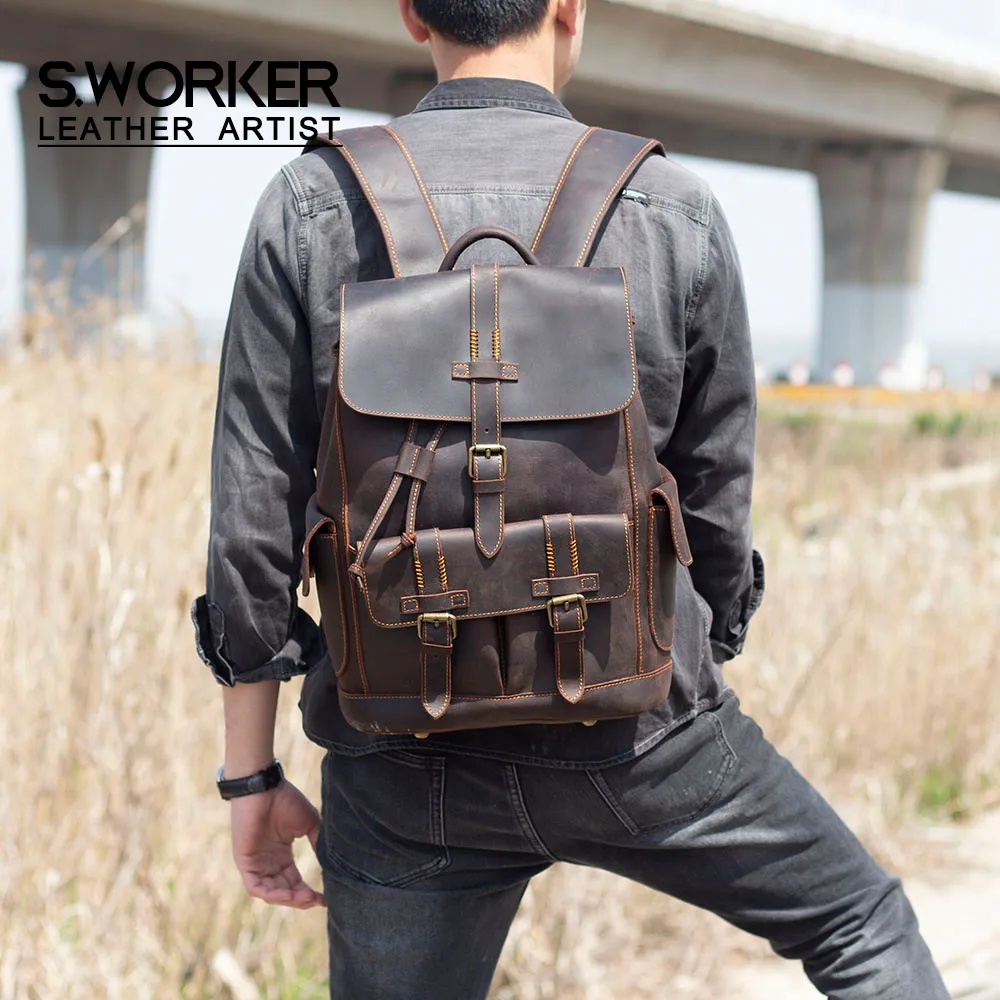 S.WORKER Vintage Genuine Leather Backpack Laptop Travel Bag School Bag Classic Paratroopers Bag Outdoor Weekender Shoulder Bag
S.WORKER Vintage Genuine Leather Backpack Laptop Travel Bag School Bag Classic Paratroopers Bag Outdoor Weekender Shoulder Bag