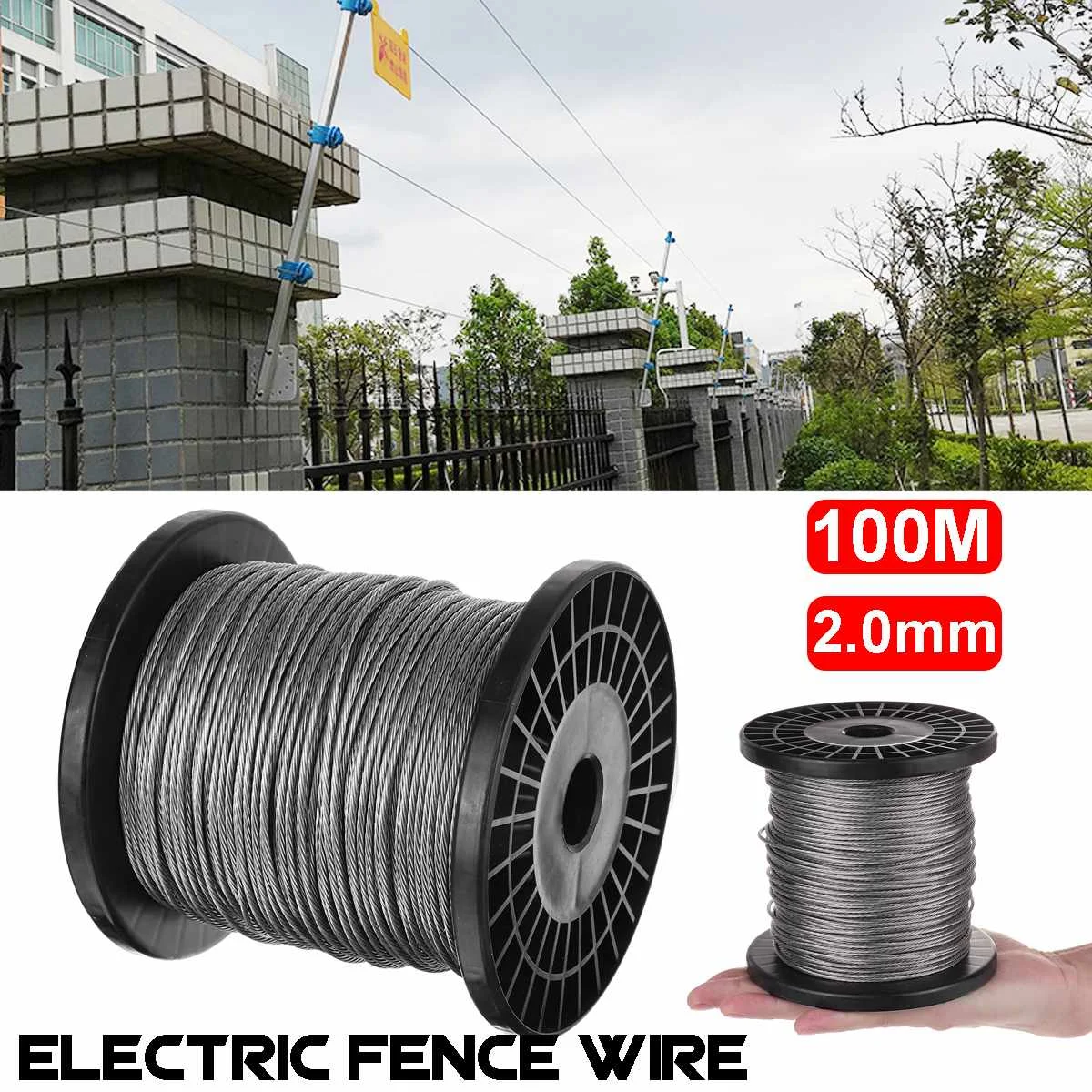 2.0mm 100m Electric Fence Wire Many 7 Strands Aluminum Magnesium Alloy Wire for Electronic Fence High Voltage Pulse Power Line
2.0mm 100m Electric Fence Wire Many 7 Strands Aluminum Magnesium Alloy Wire for Electronic Fence High Voltage Pulse Power Line