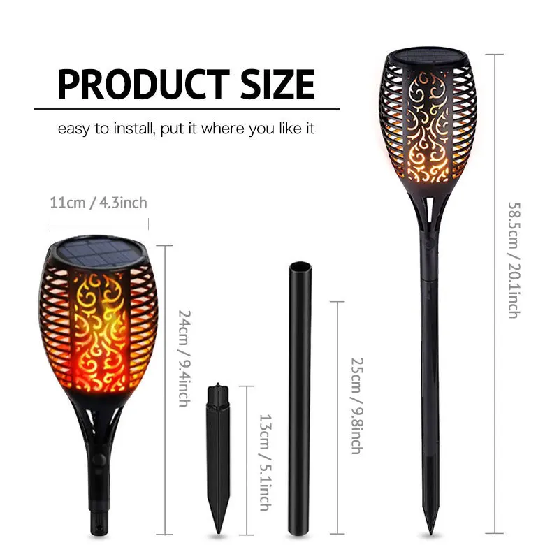LED Solar Flame Flickering Lamp IP65 Waterproof Garden Decoration Landscape Light Lawn Path Lighting Torch Courtyard Spotlight
LED Solar Flame Flickering Lamp IP65 Waterproof Garden Decoration Landscape Light Lawn Path Lighting Torch Courtyard Spotlight
