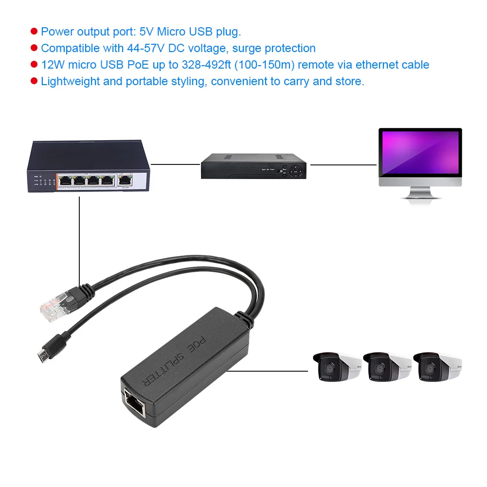 Transmission Cables bnc connector Ethernet DC48V to DC5V Power POE Splitter Adapter Injector Module USB Connector data 
Transmission Cables bnc connector Ethernet DC48V to DC5V Power POE Splitter Adapter Injector Module USB Connector data