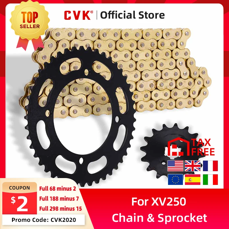 CVK A Set Front And Rear Chain Sprocket Gear Disc Wheel Kit For Yamaha XV250 XV 250 Motorcycle Accessories
CVK A Set Front And Rear Chain Sprocket Gear Disc Wheel Kit For Yamaha XV250 XV 250 Motorcycle Accessories