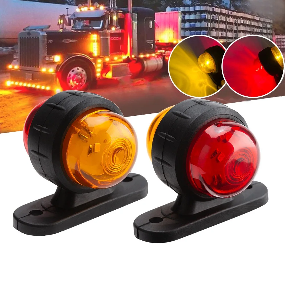 

2pcs 12V 24V Car Truck LED Amber Red Side Marker Light Signal Outline Lamps for SUV Truck Lorry RV Bus Boat Trailer