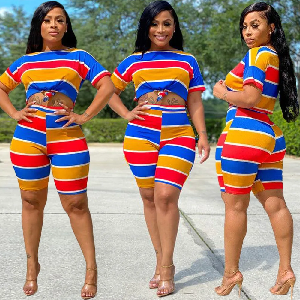 Summer Women Striped Printed Plus Size Tee 2pcs Sets O Neck Short Sleeve Top Above Knee Shorts Casual Streetwears Lounge Outfits
Summer Women Striped Printed Plus Size Tee 2pcs Sets O Neck Short Sleeve Top Above Knee Shorts Casual Streetwears Lounge Outfits