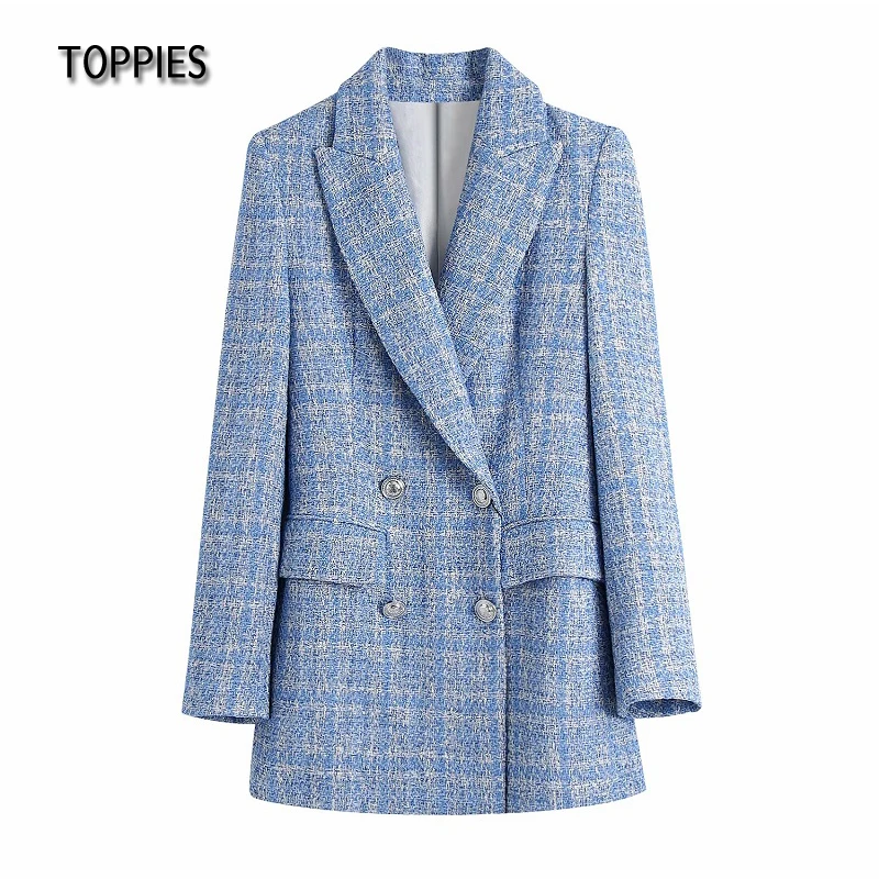 Toppies Vintage Tweed Jacket Coat Woman Long Blazer Double Breasted Plaid Suit Jacket Female outwear
Toppies Vintage Tweed Jacket Coat Woman Long Blazer Double Breasted Plaid Suit Jacket Female outwear