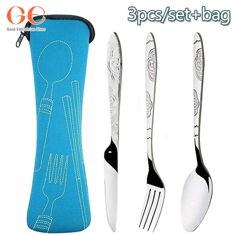 3pcs/set Dinnerware Portable Printed Stainless Steel Spoon Fork Steak Knife Set Travel Cutlery Tableware with Bag steak knife
3pcs/set Dinnerware Portable Printed Stainless Steel Spoon Fork Steak Knife Set Travel Cutlery Tableware with Bag steak knife