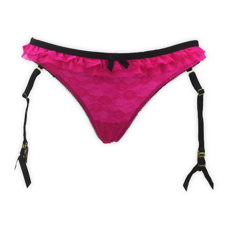 Lastest Fashion Rose Lace Gauze Removable Straps Women/Female/Lady Garter Belt With Thong for Stocking Suspender Lingerie GA1022 | Женская