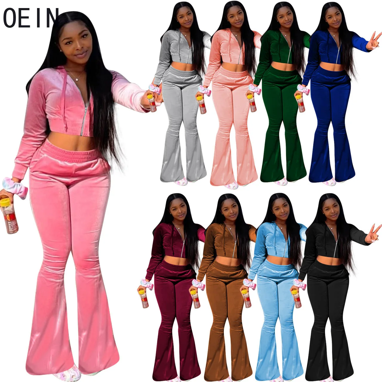 OEIN Autumn Sexy Two Piece Set Women Korean Velvet Hooded Crop Top+Wide Leg Pants Sets Juicy Coutoure Tracksuit Club Outfits
OEIN Autumn Sexy Two Piece Set Women Korean Velvet Hooded Crop Top+Wide Leg Pants Sets Juicy Coutoure Tracksuit Club Outfits