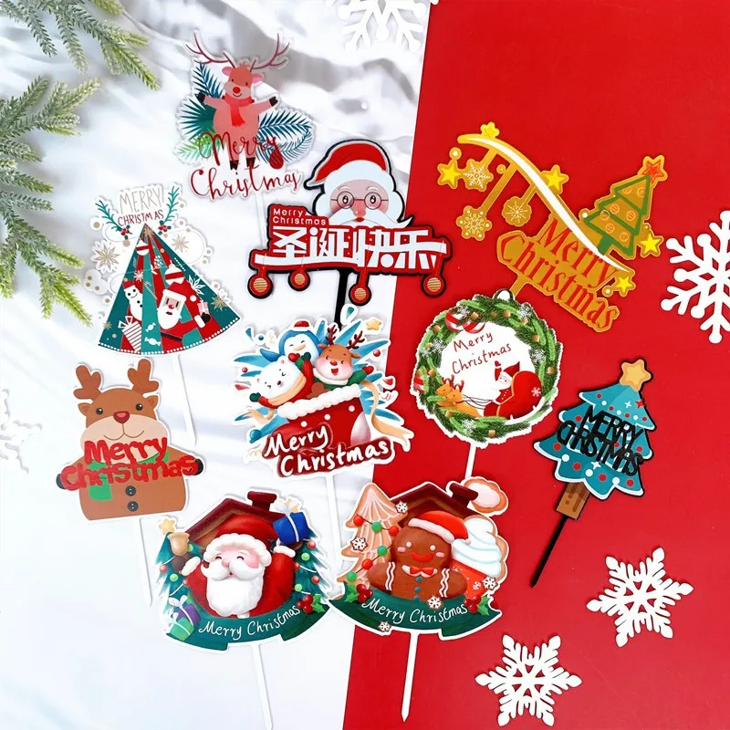 Merry Christmas Decorations Party Color Printing Cake Toppers Acrylic Santa Claus House Deer Tree New Year Baking Cake Supplies
Merry Christmas Decorations Party Color Printing Cake Toppers Acrylic Santa Claus House Deer Tree New Year Baking Cake Supplies