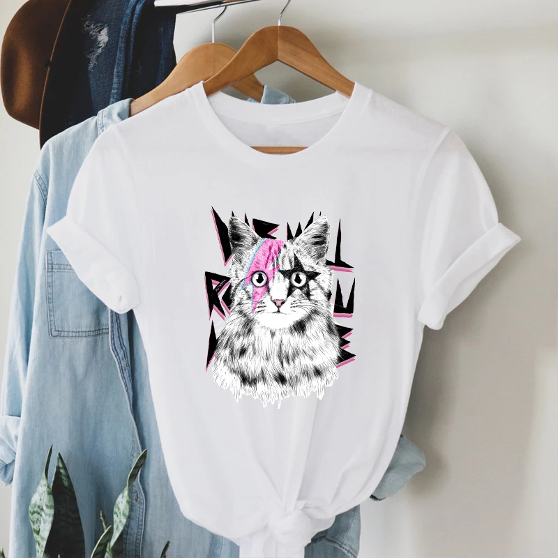 Simple Cute Women T-shirt Summer Oversized T-shirt Personality Cat Cartoons Print T-shirt Casual Short Sleeve O-neck Tops Tees S
Simple Cute Women T-shirt Summer Oversized T-shirt Personality Cat Cartoons Print T-shirt Casual Short Sleeve O-neck Tops Tees S