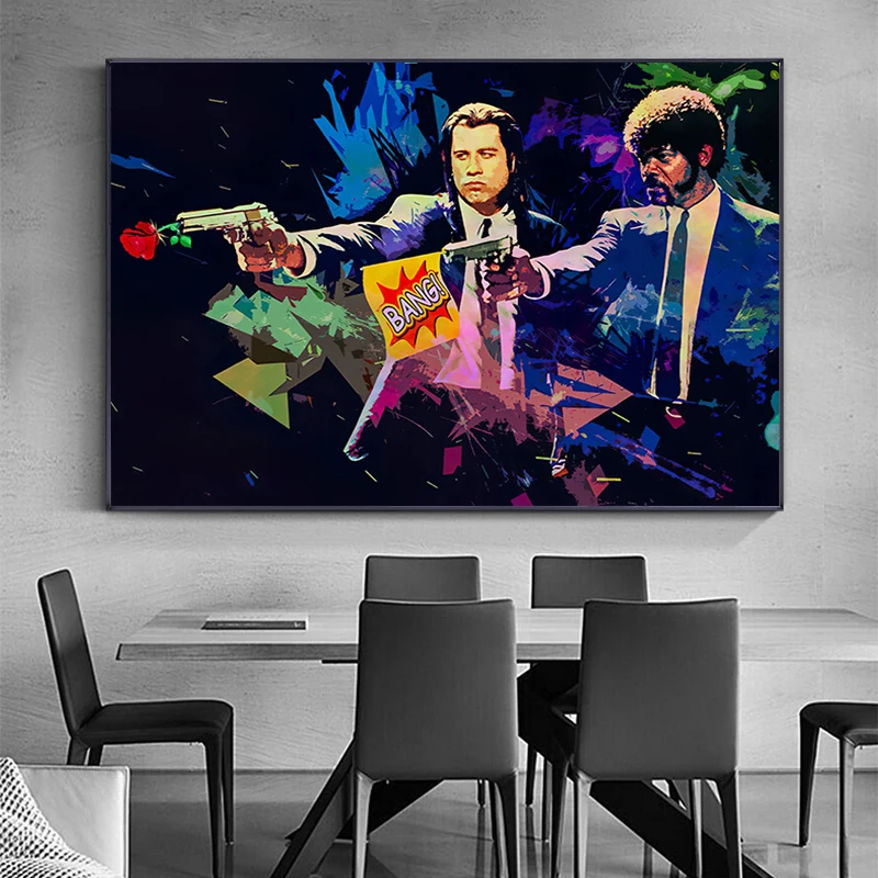 Pulp Fiction Film Canvas Oil Painting Classic Movie Character Graffiti Pop Art Poster Man with Gun Wall Art Picture Home Decor
Pulp Fiction Film Canvas Oil Painting Classic Movie Character Graffiti Pop Art Poster Man with Gun Wall Art Picture Home Decor
