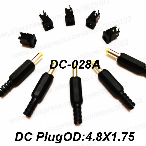 500PCS DC jack Connector Female+Male 4.8 x 1.75mm DC Power Socket/ DC Connector Panel Mounting DC-028A
500PCS DC jack Connector Female+Male 4.8 x 1.75mm DC Power Socket/ DC Connector Panel Mounting DC-028A