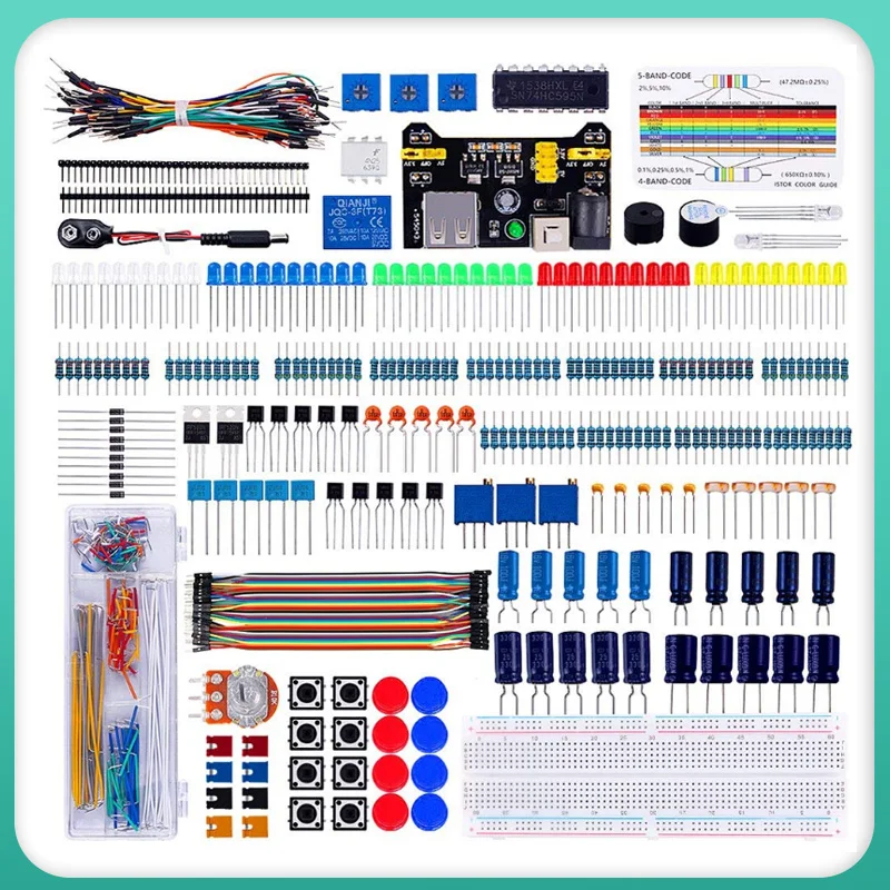 Electronic Component Super Kit With Resistor Transistor RGB Capacitor LED Buzzer Switch Potentiometer for Arduino MEGA2560
Electronic Component Super Kit With Resistor Transistor RGB Capacitor LED Buzzer Switch Potentiometer for Arduino MEGA2560