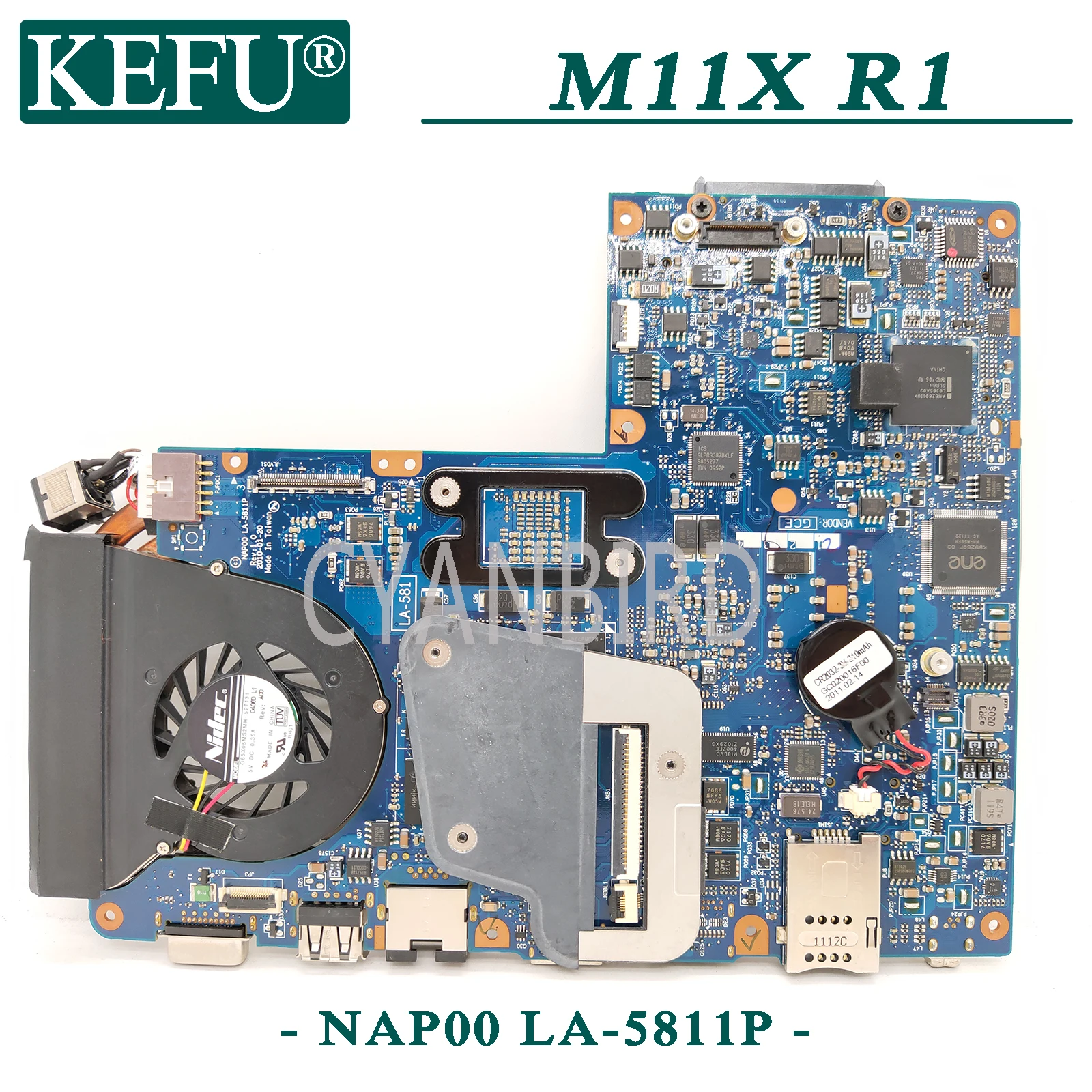 KEFU NAP00 LA-5811P original mainboard for Dell Alienware M11X R1 with SU7300 GT335M Laptop motherboard
KEFU NAP00 LA-5811P original mainboard for Dell Alienware M11X R1 with SU7300 GT335M Laptop motherboard