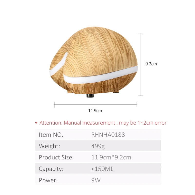 Air Humidifier Essential Oil Diffuser Cashew Design High Quality Wood Grain for Home Office Yoga Spa with Led Light Ultrasonic
Air Humidifier Essential Oil Diffuser Cashew Design High Quality Wood Grain for Home Office Yoga Spa with Led Light Ultrasonic