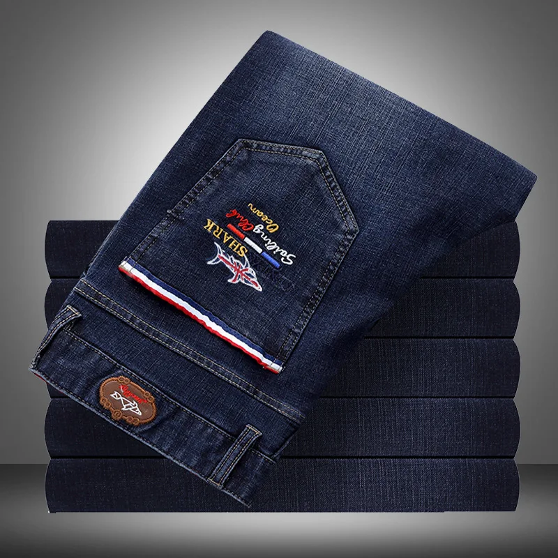 Casual Pants Men's Streetwear Elastic Zipper Men Solid Classic Straight Male Trousers Shark Brand Fashion Business Soft Jeans
Casual Pants Men's Streetwear Elastic Zipper Men Solid Classic Straight Male Trousers Shark Brand Fashion Business Soft Jeans