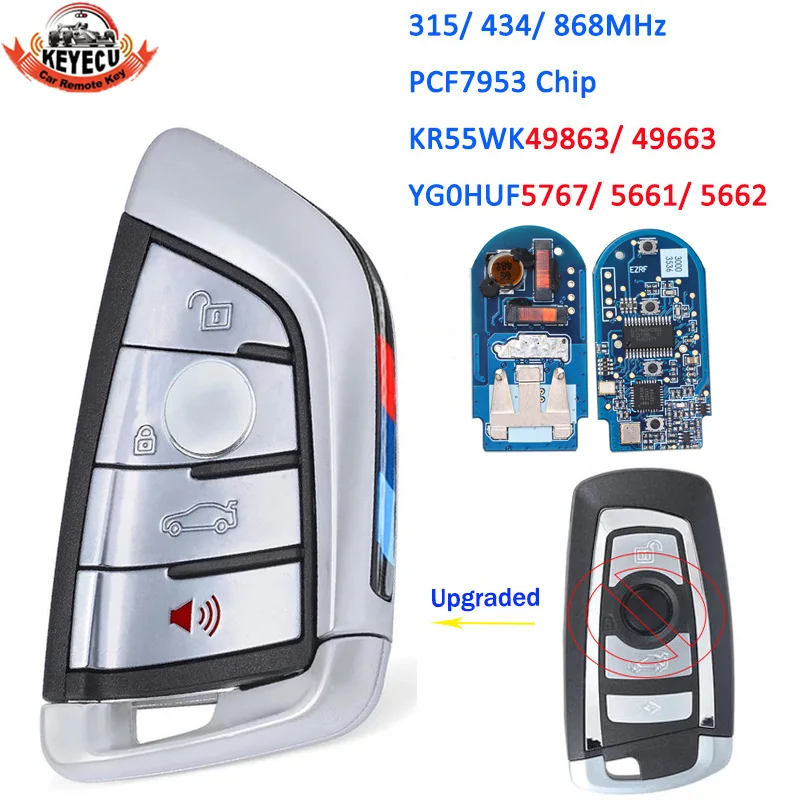 

KEYECU CAS4 PCF7953 7945 Remote Key Fob 4 Button 315/434/868MHz For BMW 1 2 3 4 5 6 7 Series X1 X3 F Chassis CAS4+ FEM 2011-2017