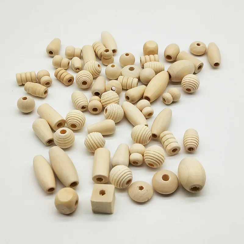 

NEW 100g/bag Random Shape&Size Mixed Wooden Beads Natural Color Round Square Oval Spacer Beads For Jewlery Craft Making