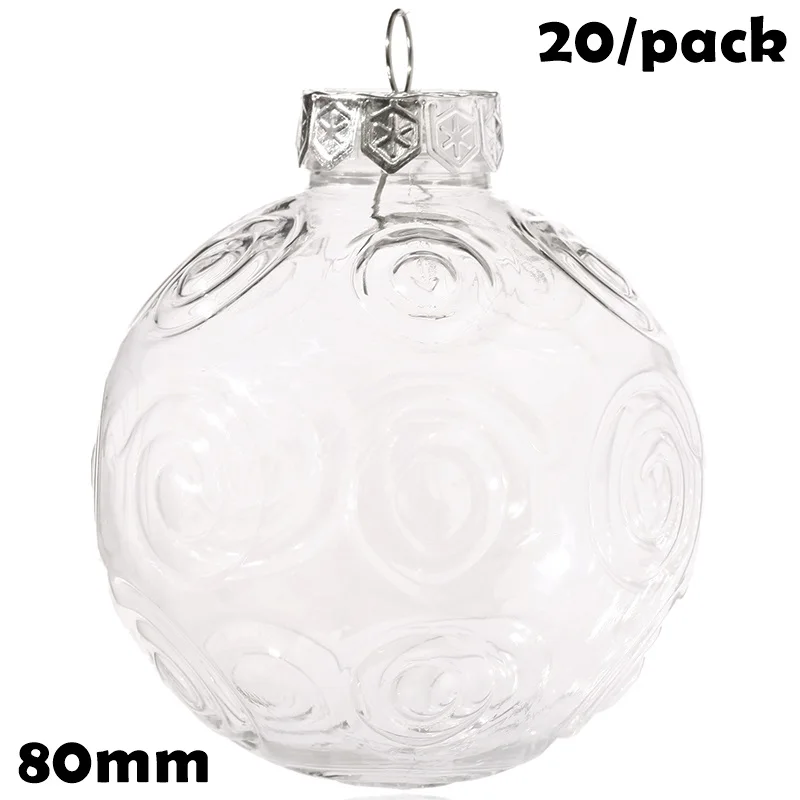 

Promotion - 20 Pieces x DIY Paintable/Shatterproof Christmas Decoration Ornament, 80mm Plastic Rose Sphere Bauble Ball