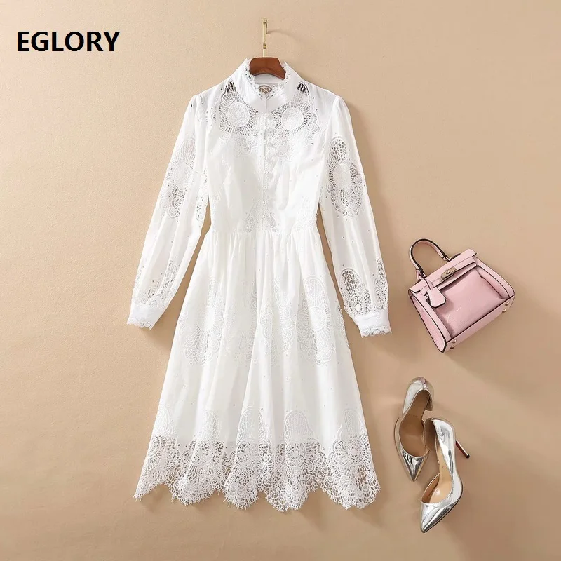 Hollow Out Embroidery Dress 2021 Spring Summer Fashion Style Women Tunic Buttons Front Long Sleeve Casual Party Club White Dress
Hollow Out Embroidery Dress 2021 Spring Summer Fashion Style Women Tunic Buttons Front Long Sleeve Casual Party Club White Dress