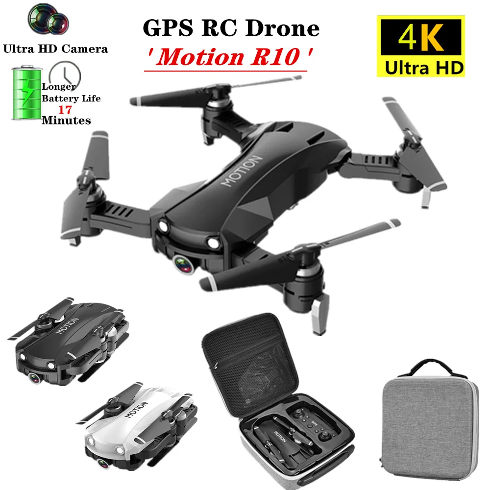 

GPS 5G WIFI FPV Real-time 4K Ultra HD Camera Foldable RC Drone Aircraft Quadcopter Waypoint Flight One Key Return Take-off Landing Remote App Control Electric RTF Toys Motion R10 Long Battery Life Flight dron