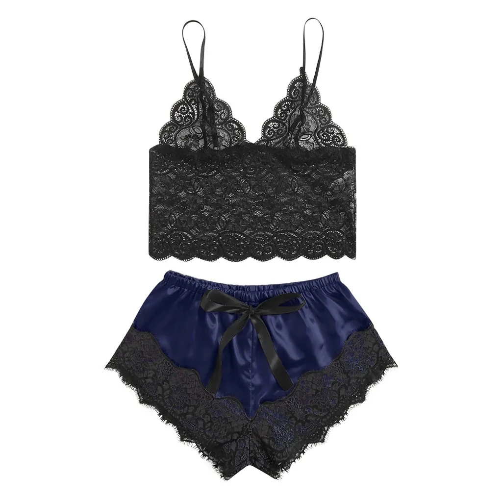 New Sexy Fashion Lace Lingerie Silk Underwear Sleepwear Pajamas Satin pijama mujer pyjama shorts sets
New Sexy Fashion Lace Lingerie Silk Underwear Sleepwear Pajamas Satin pijama mujer pyjama shorts sets