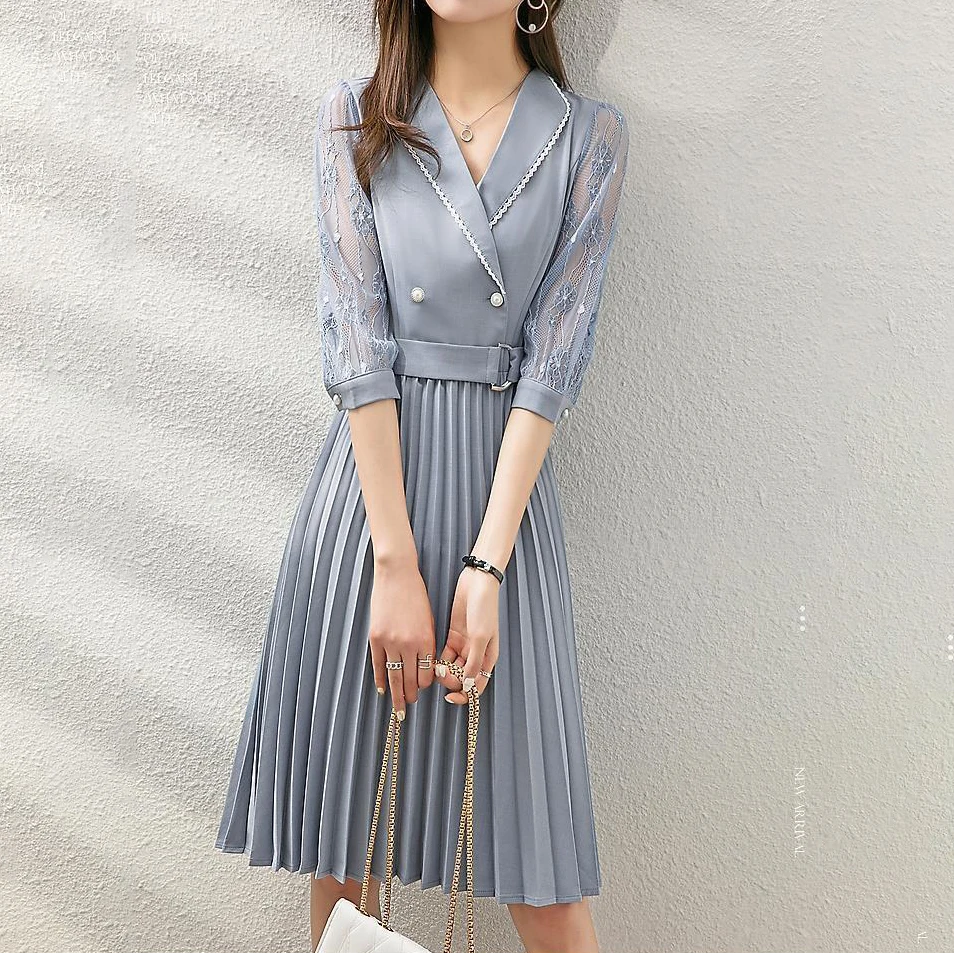 Lace contrast stitching pleated suit midi dress 2021 spring and summer new fashion slim dress female mommy and me dress
Lace contrast stitching pleated suit midi dress 2021 spring and summer new fashion slim dress female mommy and me dress