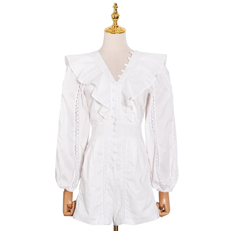 Fashion brand 2021 spring and summer new fashion V-neck personality Ruffle hollow long sleeve high waist slim Jumpsuit
Fashion brand 2021 spring and summer new fashion V-neck personality Ruffle hollow long sleeve high waist slim Jumpsuit