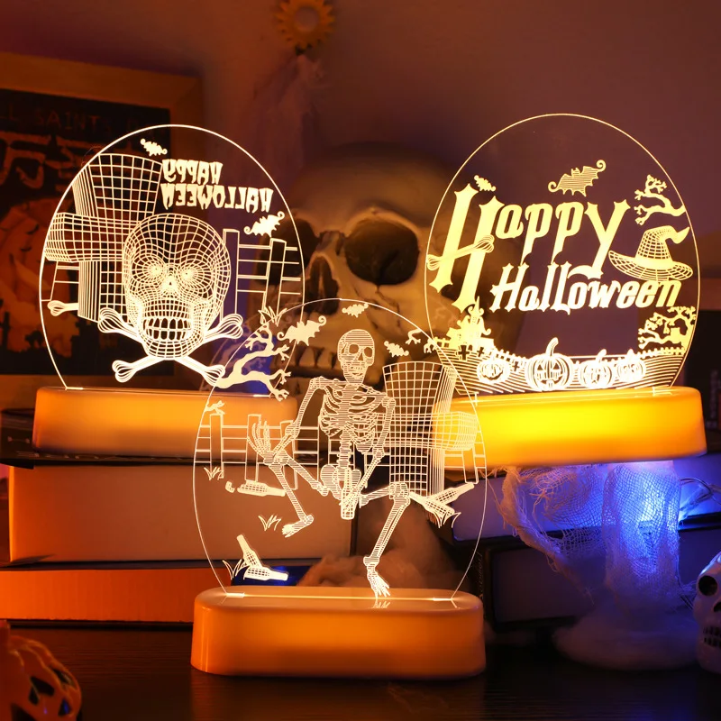 Happy Halloween 3D Night Light Decorations Pumpkin Witch Skull Head Party Bedroom Supplies Props Halloween Gift House Decoration
Happy Halloween 3D Night Light Decorations Pumpkin Witch Skull Head Party Bedroom Supplies Props Halloween Gift House Decoration