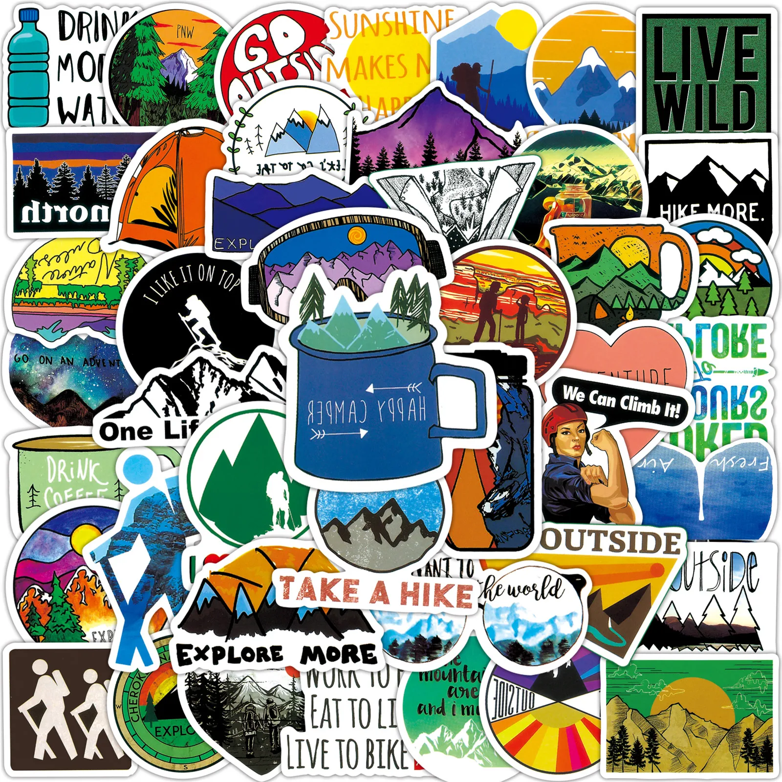 50PCS Camping Landscape Stickers Outdoor Adventure Climbing Travel Waterproof Sticker to DIY Suitcase Laptop Bicycle Helmet Car
50PCS Camping Landscape Stickers Outdoor Adventure Climbing Travel Waterproof Sticker to DIY Suitcase Laptop Bicycle Helmet Car