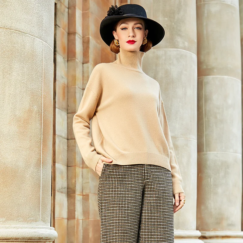 SHZQ 2021 Autumn and Winter New Camel Sweater Women's Loose Outer Wear Lazy High Neck Pullover Knitted Wool Sweater Cashmere
SHZQ 2021 Autumn and Winter New Camel Sweater Women's Loose Outer Wear Lazy High Neck Pullover Knitted Wool Sweater Cashmere