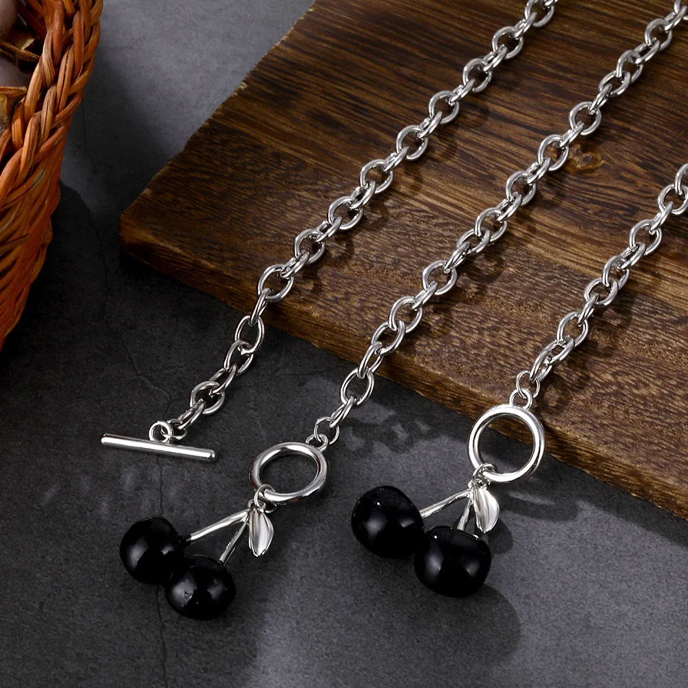 FNIO Elegant Black Cute Cherry Pendant Necklace Short Choker Silver Color Chain Fashion Fruit Pendant Clavicle Chain
FNIO Elegant Black Cute Cherry Pendant Necklace Short Choker Silver Color Chain Fashion Fruit Pendant Clavicle Chain