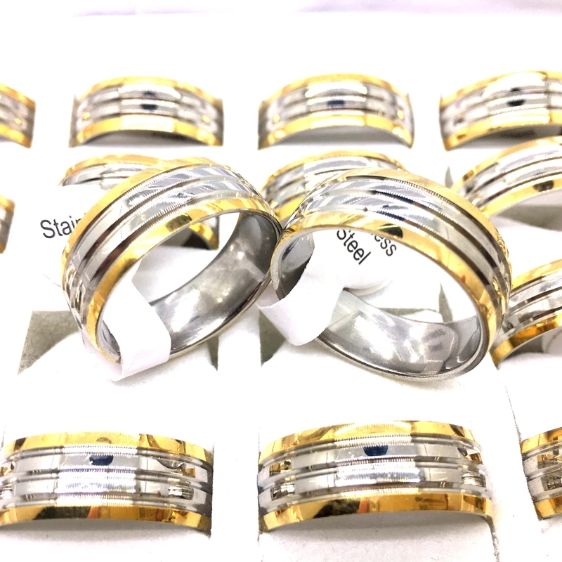 MixMax 36pcs Top Men's Rings Golden Plated 8MM Polished Stainless Steel Band Rings Fashion Jewelry Wholesale Lot
MixMax 36pcs Top Men's Rings Golden Plated 8MM Polished Stainless Steel Band Rings Fashion Jewelry Wholesale Lot