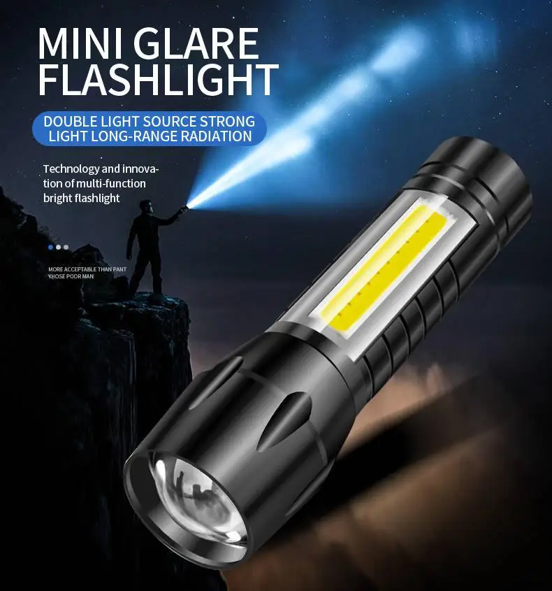 New COB strong light flashlight USB charging led mini telescopic zoom flashlight multi-function zoom long-range lighting
New COB strong light flashlight USB charging led mini telescopic zoom flashlight multi-function zoom long-range lighting
