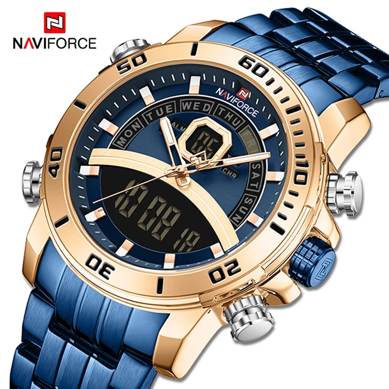 Роскошные часы NAVIFORCE для мужчин светодиодные цифровые спортивные военные
