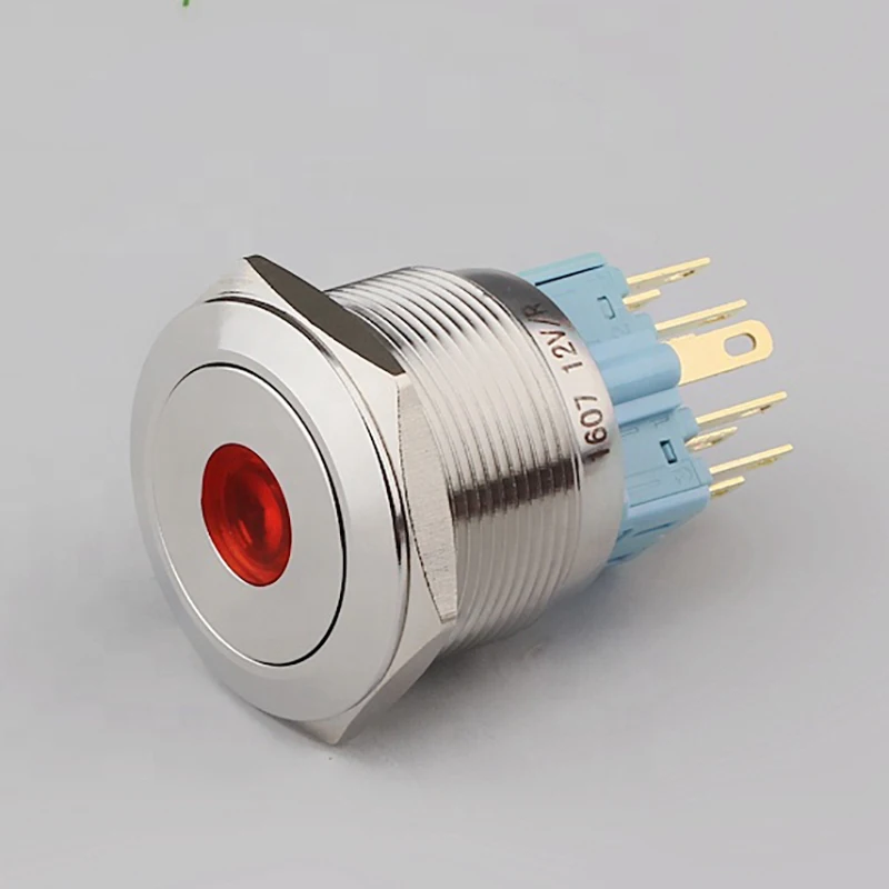 

Metal Waterproof 25mm Latching LED Ring Lights/Dot Illuminated Push Button Switch 1NO1NC/2NO2NC