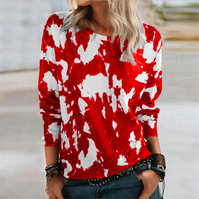 Women Casual Long Sleeve Tie-dye Print Loose T Shirt Elegant Loose Large Size Oversized Tops 2021 Autumn New Pullovers T-shirts
Women Casual Long Sleeve Tie-dye Print Loose T Shirt Elegant Loose Large Size Oversized Tops 2021 Autumn New Pullovers T-shirts
