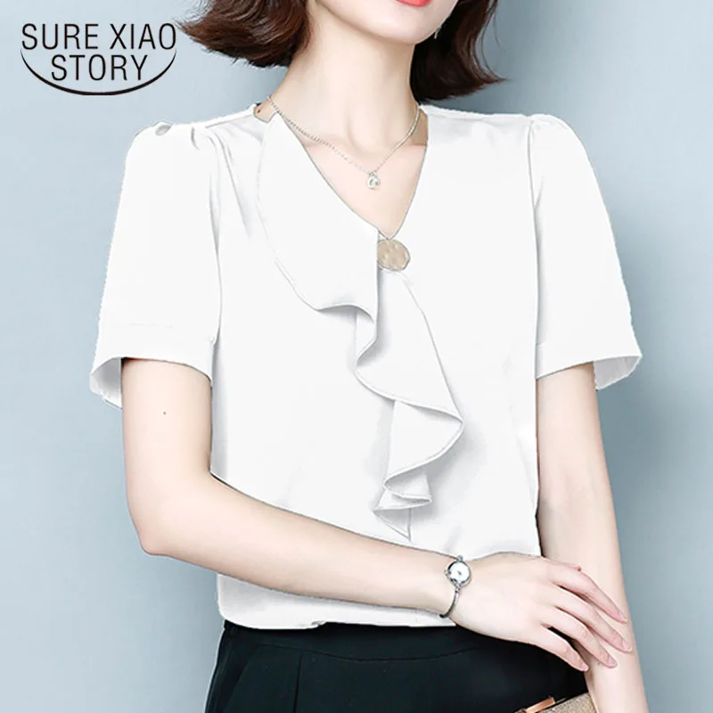 2021 Summer New Elegant Slim Fit Butterfly Women Tops and Blouses Solid Short Sleeves V-neck Chiffon Blouse Women Blusas 9048 50 
2021 Summer New Elegant Slim Fit Butterfly Women Tops and Blouses Solid Short Sleeves V-neck Chiffon Blouse Women Blusas 9048 50