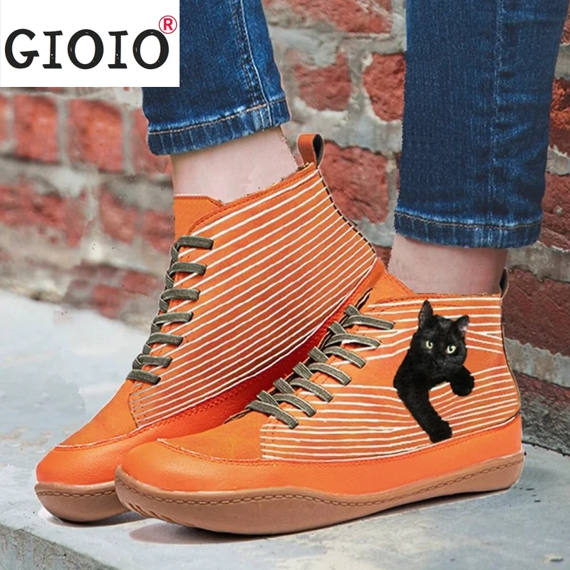 fashion Martin boots Winter Retro Warm Booties Women Comfy Cartoon Cats Print Suede Buckle Casual Flat Ankle Boots Mujer Botas
fashion Martin boots Winter Retro Warm Booties Women Comfy Cartoon Cats Print Suede Buckle Casual Flat Ankle Boots Mujer Botas