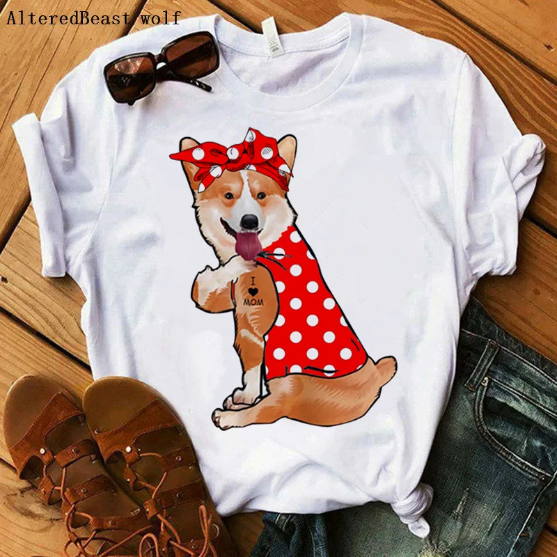Corgis Dog I Love Mom T-shirt Women Summer Dog Bandana Mama White T Shirt Harajuku 2021 short sleeve Tshirt Clothes
Corgis Dog I Love Mom T-shirt Women Summer Dog Bandana Mama White T Shirt Harajuku 2021 short sleeve Tshirt Clothes