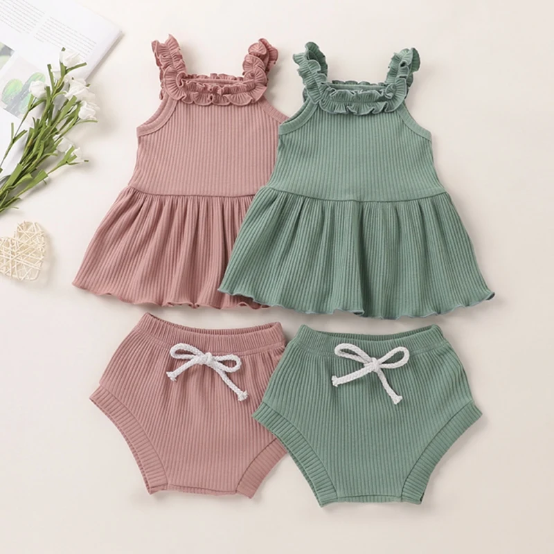 New Summer Cute Baby Cotton Romper Suits Girls ' Flounces Leaf Sleeveless Skirt Top + Drawstring Briefs 0-18M 2021
New Summer Cute Baby Cotton Romper Suits Girls ' Flounces Leaf Sleeveless Skirt Top + Drawstring Briefs 0-18M 2021