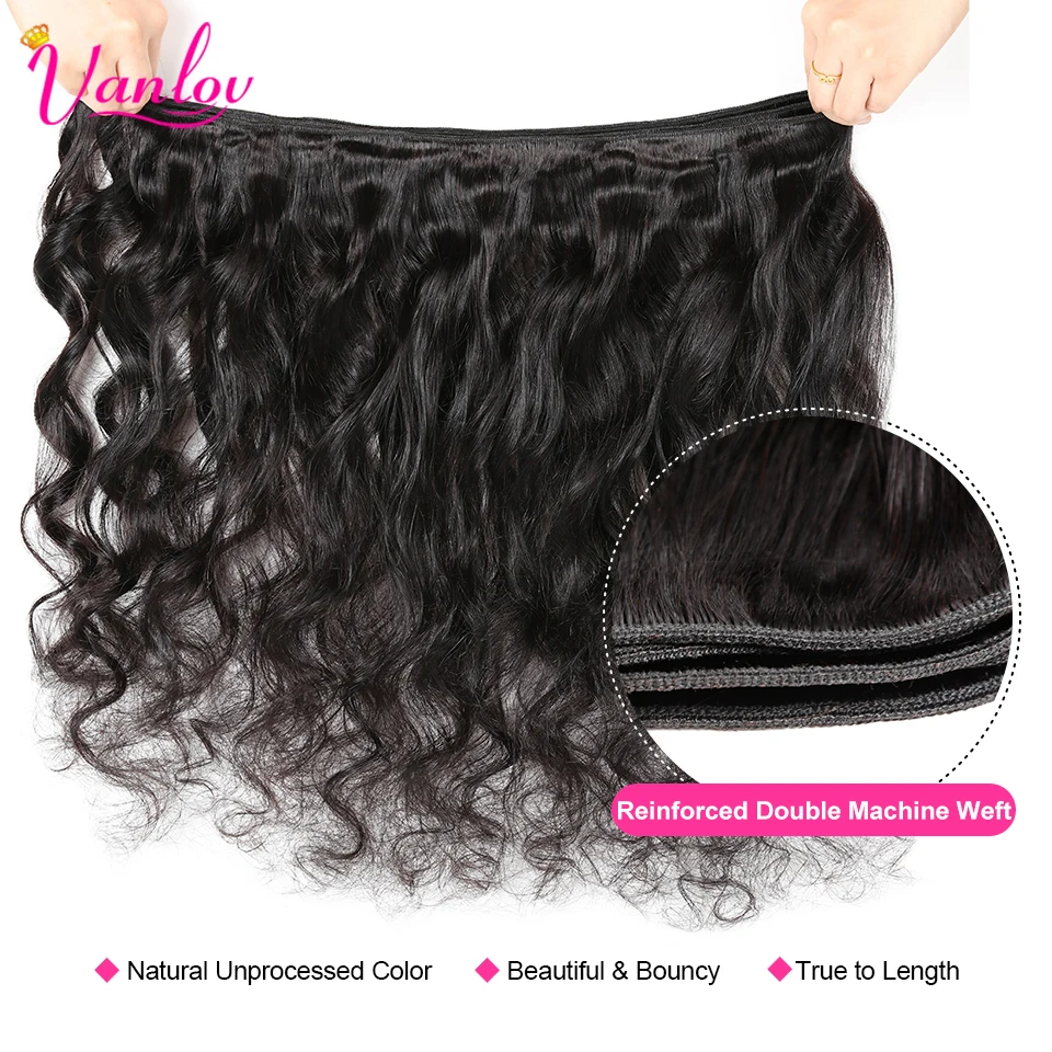 Vanlov 30-дюймовые пучки перуанских свободных волос Wav 100% человеческих для
